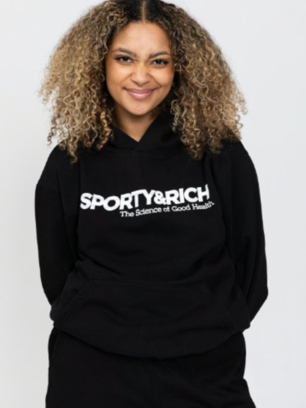 Sporty and Rich The Science of Good Health Black Hoodie Small
